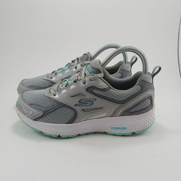 Skechers Go Run Consistant Gray/ turquoise lace up womans running shoe size 7 - Picture 7 of 11